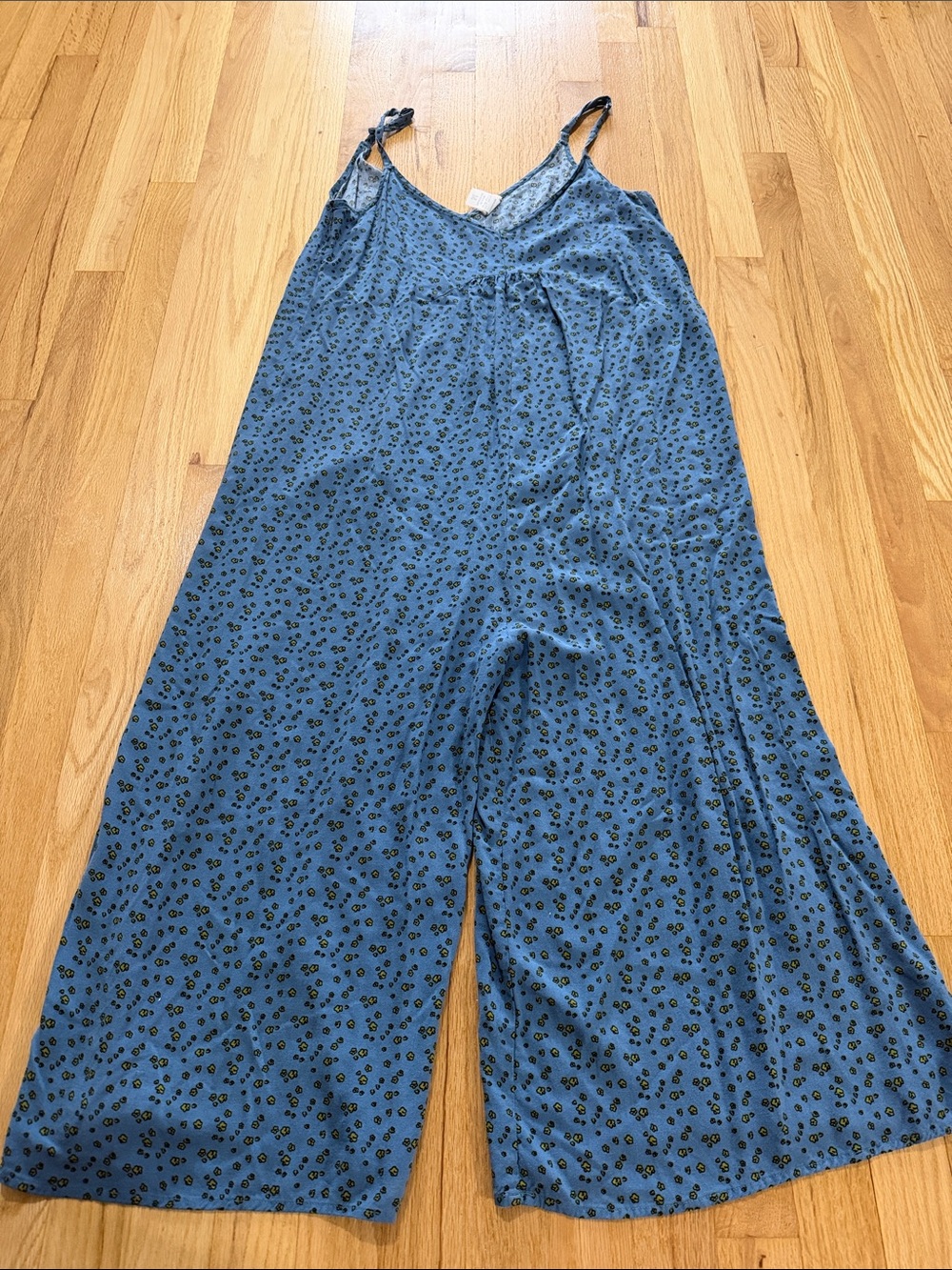 Natural Life Blue Floral Wide Leg Jumpsuit Sz M